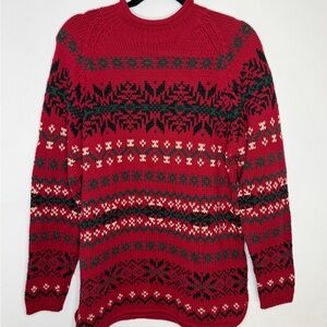 Eddie Bauer Vintage 100% Cotton Nordic Fair Isle Alpine Crewneck Sweater